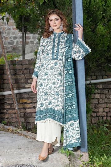 3PC Printed stitched Linen Suit KKT-3693 - Embroidered - KHAS STORES US -